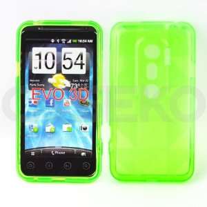  TPU Jelly Gummy Cover Skin Case for HTC EVO 3d Green 