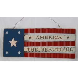  America the Beautiful Welcome Flag Hanging Sign