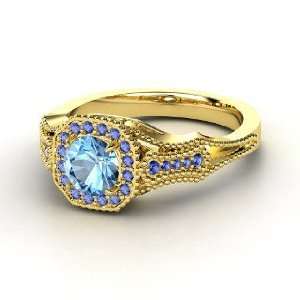  Melissa Ring, Round Blue Topaz 14K Yellow Gold Ring with 