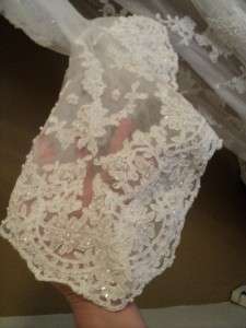 Lace Coat Bridal 16 White Pearl Beading Train Scalloped Edge  