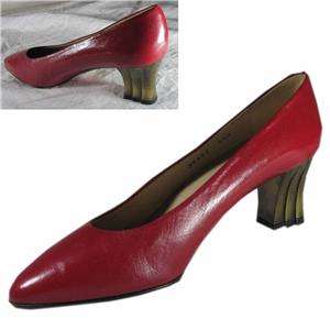 PROXY Red Pumps Shoes wUnique Antique Gold Fluted Heel UNWORN wBox 6.5 
