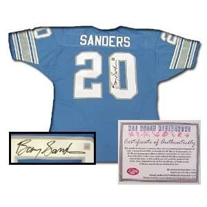 Barry Sanders Detroit Lions NFL Hand Signed Authentic Style Home Blue 