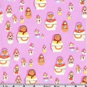  45 Wide West Hill Matryoshka Lavender Fabric By The Yard 