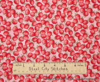 Timeless Treasures Strawberry Fruit Berry Fabric 1.3 Yd  