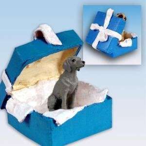 Weimaraner Blue Gift Box Dog Ornament