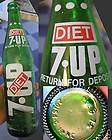 Big Old 16 Oz Green Glass Diet 7 Up   Return For Deposit Bottle Red 