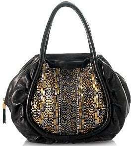 NEW ISABELLA FIORE Valentina Black Leather Satchel Bag Handbag $695 