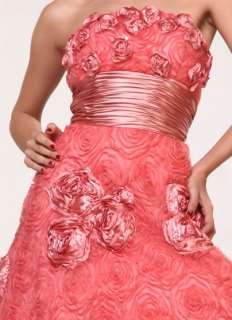 CORAL FORMAL PAGEANT PROM DRESS EMPIRE WAIST PLUS SIZE  
