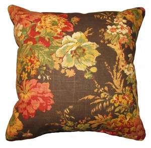   Ballad Bouquet Sepia Floral Decorative Lumbar or Square Throw Pillow