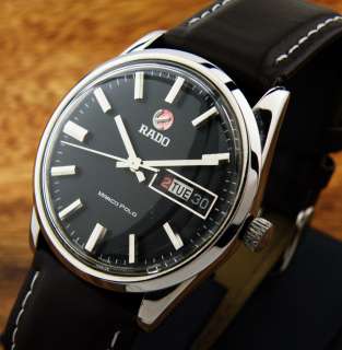 VINTAGE RAD0 MARCO POLO DAY DATE BLACK DIAL MENS WATCH  