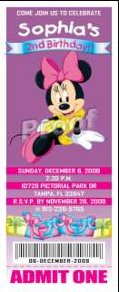 Setof10 Minnie Mouse Personalized Ticket Invitations  