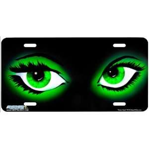 373 Green Eyes Airbrushed License Plate Car Auto Novelty Front Tag 