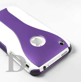 WHITE 3 PIECE HARD CASE COVER FOR IPHONE 3G 3GS NEW PURPLE  
