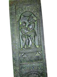 India Antique Kamasutra Carved Wood Door Panel  
