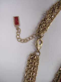 NEW Lia Sophia Red Jasper Resin Armor Long Chain Necklace in Matte 