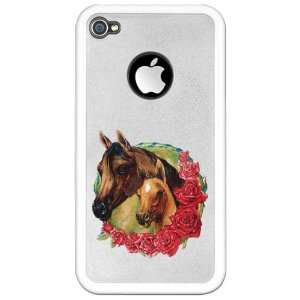  iPhone 4 or 4S Clear Case White Horse And Roses 