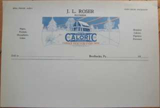 1920 Letterhead Plumber/Caloric Furnace  Brodbecks, PA  