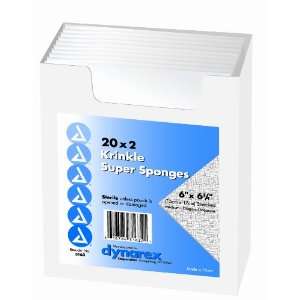 Dynarex Krinkle Super Sponges 6 Inches X 6.75 Inches, Sterilised 2s 