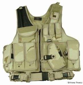 Airsoft Desert Tan Cross Draw Tactical Vest Holster M4  