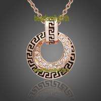 18K rose gold Gp Swarovski Crystal modern necklace 808  