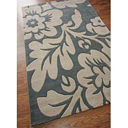 Hand tufted Alexa Pino Collection Floral Slate Rug (5 x 8 