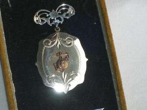 VINTAGE STERLING SILVER MARINE CORPS PHOTO LOCKET PIN JEWELRY  