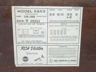Antique RCA Victor 56X 56X3 Radio Tested/Working  