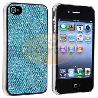new generic snap on case for apple iphone 4 4s blue glitter quantity 1 