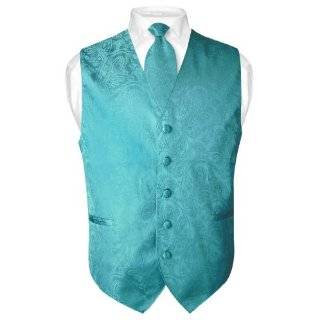  Mens TURQUOISE / AQUA BLUE Dress Vest and NeckTie Set for Suit 