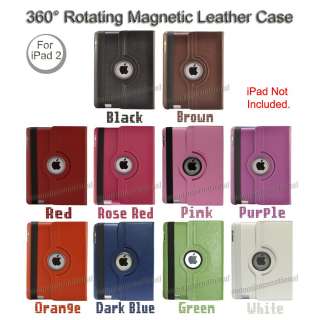   Rotating Magnetic Smart Cover Leather Case Swivel Stand Apple iPad 2