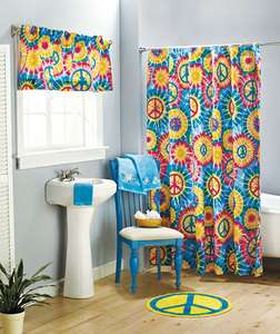   Dye Peace Sign Bathroom Collection Shower Curtain Valance Rug Towels