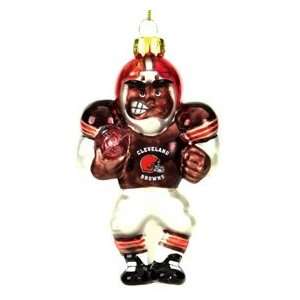 Cleveland Browns Blown Glass Football Player Ornament  