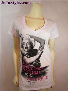   Marilyn Monroe Hollywood White Graphic T Shirt Print Top Size M L XL