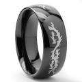 Mens Black plated Stainless Steel Barbed Wire Ring (8mm 