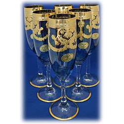 Gold Accented Champagne Flutes (Set of 6)  