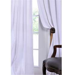 White Textured Cotton Linen 108 inch Curtain Panel  