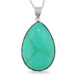 Sterling Silver Pear cut Turquoise Necklace  