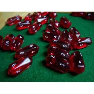   Cheap Transparent Crystal Shaped Red 10 Sided D10 Dice Toys & Games