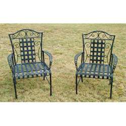 Iron Lattice Lawn Chairs (Set of 2)  
