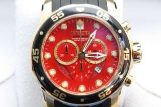 Mens Invicta 6982 Pro Diver Scuba Red Chronograph Rubber Watch New 