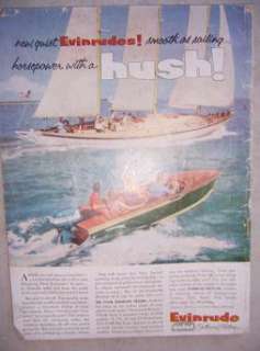 1950s Evinrude Outboard Boat Motor Ad Sailboat Color j  