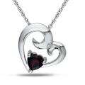 Sterling Silver Garnet and Diamond Accent Heart Necklace MSRP 