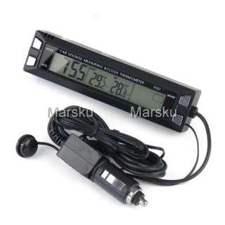 In Out Digital LED Thermometer Time Clock Car 12V/24V Voltage Monitor+ 