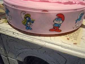 SMURF and SMURFETTE PINK Grosgrain Ribbon Bows  