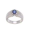   Sterling Silver Blue Sapphire and 1/4ct TDW Diamond Ring (G H, I1 I2