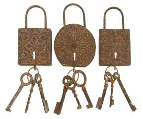 Vintage Locks And Keys Metal Wall Art Decor Sculpture  