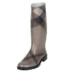 Burberry Grey Plaid PVC Rain Boots  
