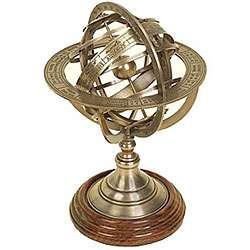 Engraved Brass Tabletop Armillary Nautical Sphere Globe   