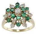 14k Gold Emerald and 1ct TDW Diamond Estate Cocktail Ring (I J, SI1 