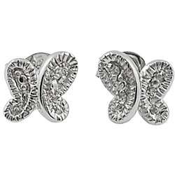 Sterling Silver CZ Butterfly Earrings  